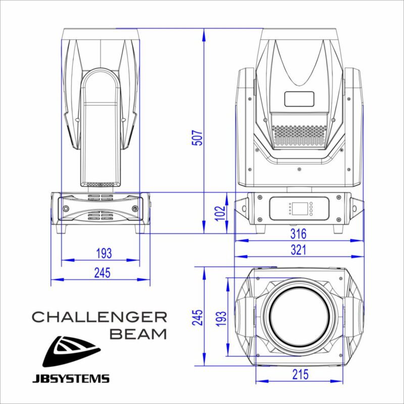 JB SYSTEMS CHALLENGER BEAM - GŁOWICA RUCHOMA BEAM LED 200W 2,8° - obrazek 9