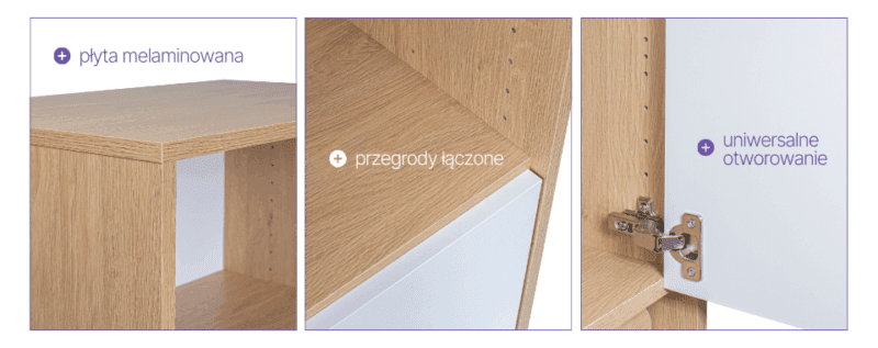 Regał Blox Base 110 2PP 3F1 1049x466x813 korpus biały/3x front biały - wariant 1 - obrazek 3