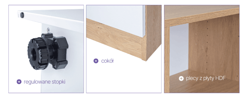 Regał Blox Base 110 2PP 3F1 1049x466x813 korpus biały/3x front biały - wariant 1 - obrazek 4